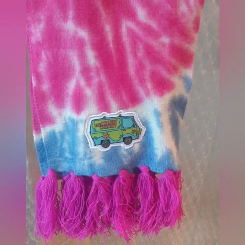 NWOTScooby Doo Mystery Machine Tie Dye All Over Scarf With Tassels Adult Unisex